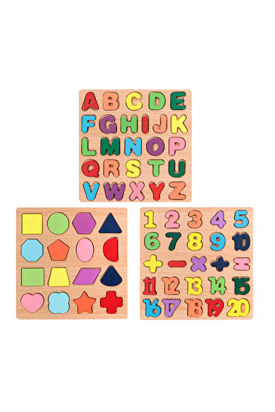Choice3 NB142C4-3pcs Kids Alphabetic Arithmetic Number Geometric Shapes Woode...