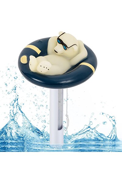 erorex Pool Thermometer Floating Easy Read Leisurely Polar Bear Water Thermometer Ice Bath String Outdoor