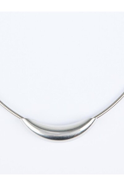 Jimmy Key Silver Color Asymmetrical Metal Figured Necklace