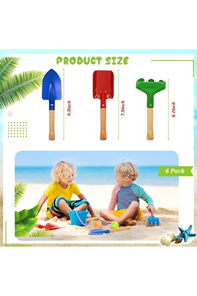 erorex 18 Pcs Kids Gardening Tools Set Metal Kids Yard Tools Sturdy Wooden Handle Safe Children Beach