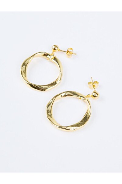 Jimmy Key Altın Rengi Burgu Figürlü Oval Küpe