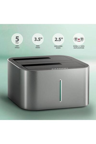 Axagon Docking Station ADSA-DC, HDD/SSD 2.5"/3.5", SATA III, USB 3.2 Gen 1 (Grey)