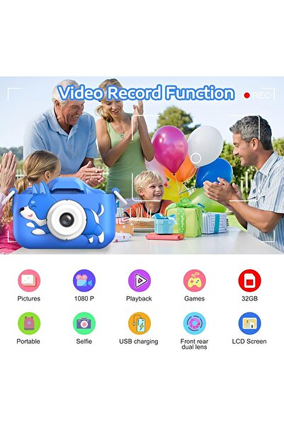 Generic ZONEY Kids Camera Toys for 3-12 Boys Girls Children's Gifts 1080P HD Digital Camera (Blue)