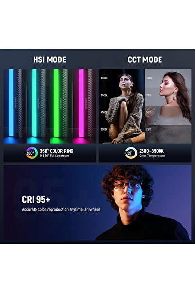 NEEWER RGB Light Wand with Desk Tripod, APP Control Magnetic Handheld Photography Video Lighting Sti