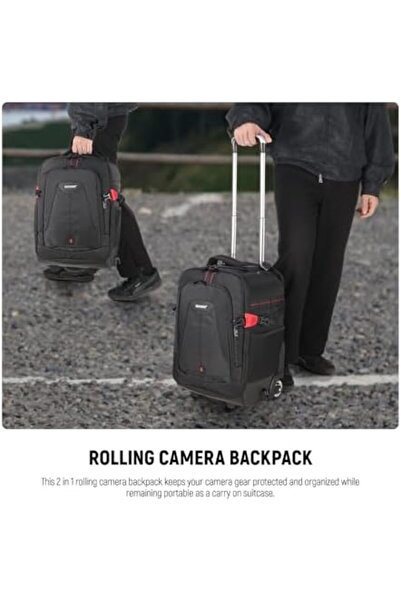 NEEWER 2-in-1 Rolling Camera Backpack Trolley Case - Anti-Shock Detachable Padded Compartment, Hidde