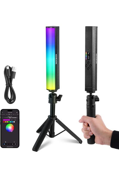 NEEWER RGB Light Wand with Desk Tripod, APP Control Magnetic Handheld Photography Video Lighting Sti