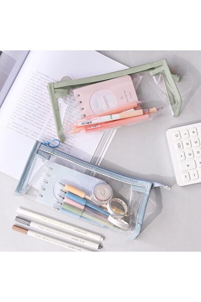 Generic 2PCS Clear Pencil Cases, Waterproof PVC Zippered , Travel Luggage Pouch Make up Cosmetic Bag