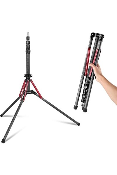 NEEWER Carbon Fiber Light Stand with 180° Reversible Legs, 86.5-Inch/220cm Tripod for Outdoor Photo