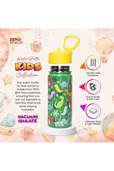 Generic ZeroSpace Kids Stainless Steel Water Bottle, 500ml, Double-Wall Insulated (Green)