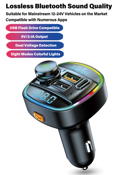 Generic Lossless Bluetooth FM Transmitter for Car MP3 Player with Dual USB Fast Charger Vehicle Adapter
