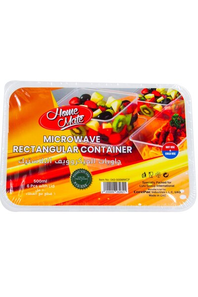 Homemate Home Mate Microwave Rectangular Container 500ml – Set of 6 | Airtight Food Storage