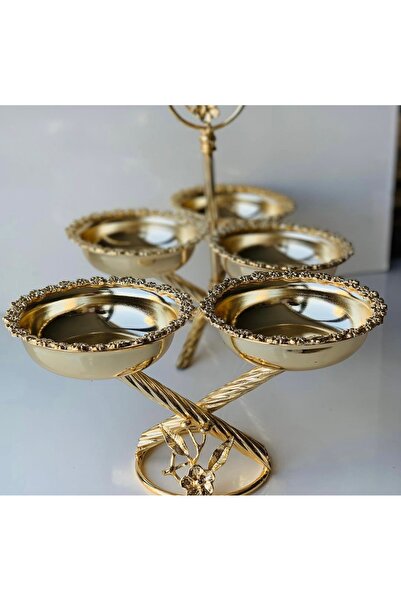 AZADE BAKIR GOLD PİRİNÇ ÇOK ÇİÇEK 3’LÜ ÇEREZLİK ve 2’Lİ ÇEREZLİK 2’Lİ SET