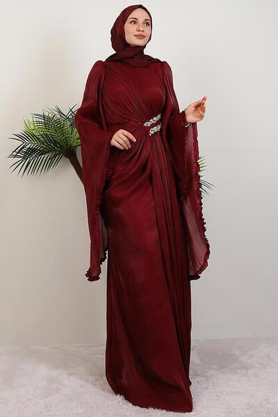 GİYZAMİLA Lena Yoryo Evening Dress Burgundy