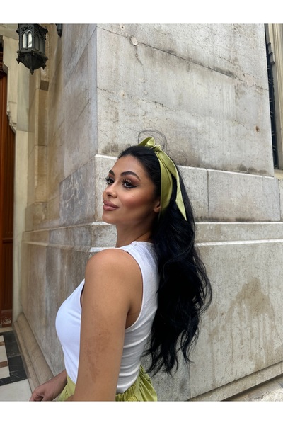 KÜÇÜĞÜM BUTİK Pistachio Green Color Poplin Bandana with Tie Detail