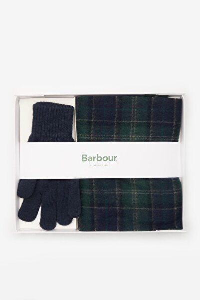 Barbour Tartan Atkı ve Eldiven Hediye Seti NY91 Green Loch Tartan