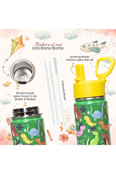 Generic ZeroSpace Kids Stainless Steel Water Bottle, 500ml, Double-Wall Insulated (Green)