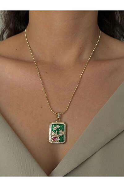 h&b design jewel Çelik Arı Detay Yeşil Petek Kolye