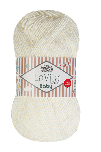 LaVita Yarn خيط حياكة يدوي للأطفال 100% أكريليك مضاد للتكتل 100 جرام (1003 أبيض)
