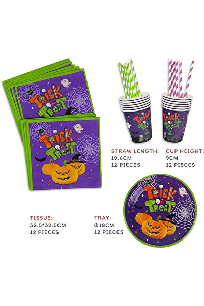 Yisscen Halloween dinnerware set, paper, multicolor, 48 pieces