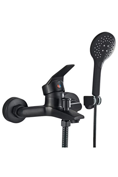 BisDesign Baterie duș/cadă, model modern, finisaj negru mat, 2 funcții de debit