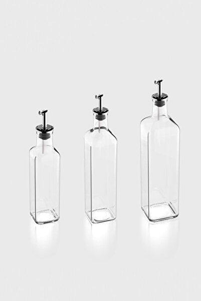 Renga 3 Size Glass Oil Bottle Set with Voca Stopper and Metal Lid 151006