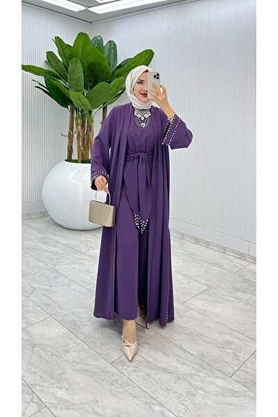 MB MODABERARDİ taş/İnci Detaylı Özel Günlerin Kurtarıcısı Kadın Tulumlu Abaya Takım