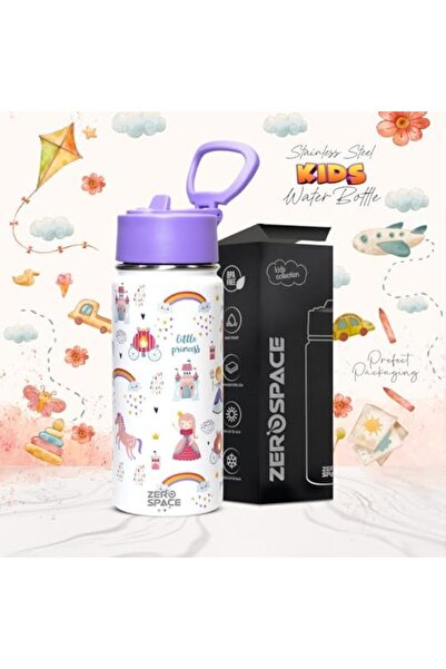 Generic ZeroSpace Water Bottle for Kids, 500ml, Stainless Steel, BPA Free (White)