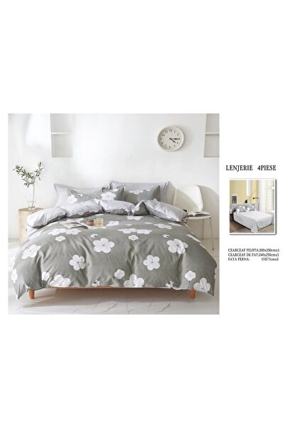 CHIRASO 4 Piece Bedding Set, Satin Cotton Sheet 240x250cm, Duvet Cover 200x230cm, 2 Pillowcases