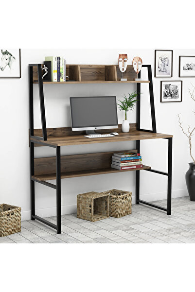 midoser Olea Kitaplıklı Çalışma Masası Ceviz 120 Cm