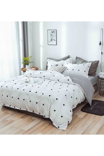 CHIRASO 4 Piece Bedding Set, Satin Cotton Sheet 240x250cm, Duvet Cover 200x230cm, 2 Pillowcases
