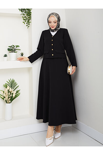 modapark.ist Kadın Süs Cepli Düğmeli Etekli Takım