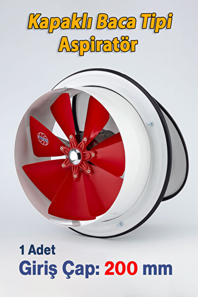 Badem10 Baca Tipi Kapaklı Aspiratör Sessiz 200 mm Havalandırma Fan Ev ve Sana...