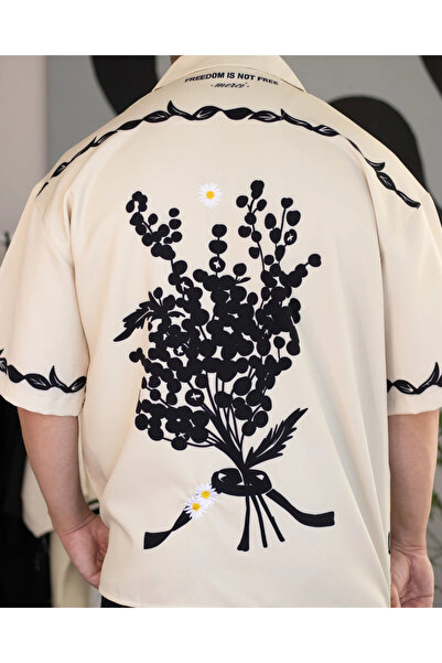 Yeblin Çiçek Desenli Papatya Oversize Gömlek
