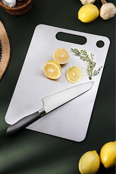 ERGENÇLERZÜCCACİYE Double Steel Cutting Board Stainless Steel Large Size 34X24Cm and Medium Size 30X20Cm