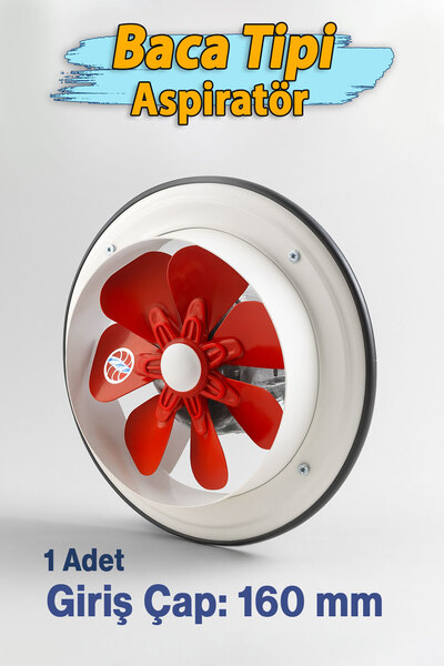 Badem10 Baca Tipi Aspiratör 160 mm Fan Sessiz Havalandırma Kirli Hava Kötü Ko...