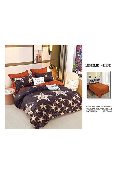 CHIRASO 4 Piece Bedding Set, Satin Cotton Sheet 240x250cm, Duvet Cover 200x230cm, 2 Pillowcases