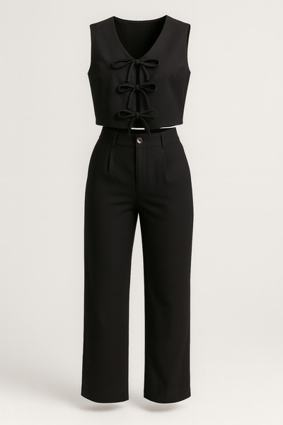 HAKKE Fabric Jacket & Pants Set with Rope Detail