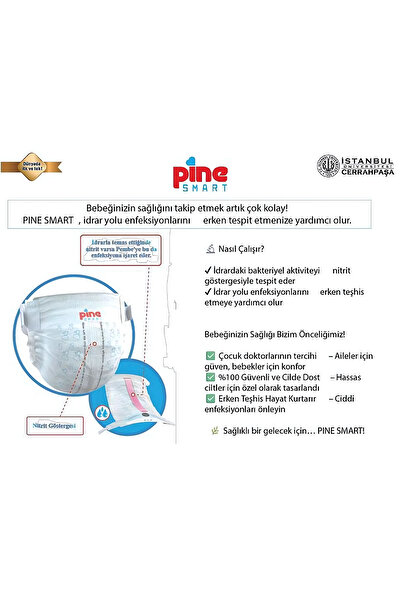 Pine SMART Akıllı Bebek Bezi 5’li (2, 3, 4, 5, 6 Beden (3–6 Kg / 4–9 Kg / 7–14 Kg / 11–18 Kg / 15+ Kg)