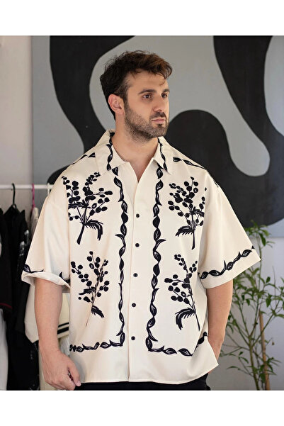 Yeblin Çiçek Desenli Papatya Oversize Gömlek