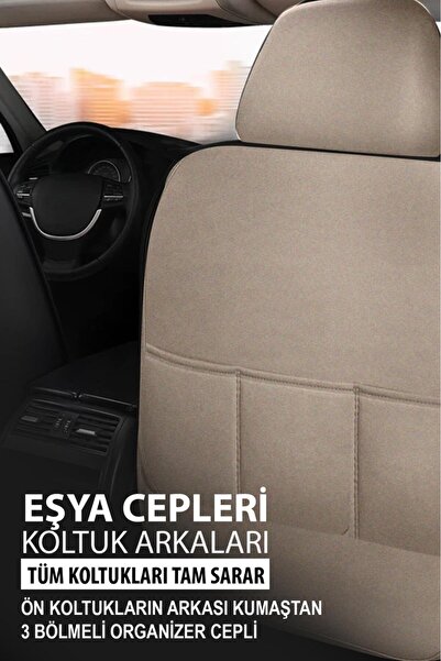 GM-DESIGN Onyx Beige Tay Feather Auto Seat Cover (Compatible with Hyundai̇ İ20-İ30-Accent-Blue-Era-Getz)