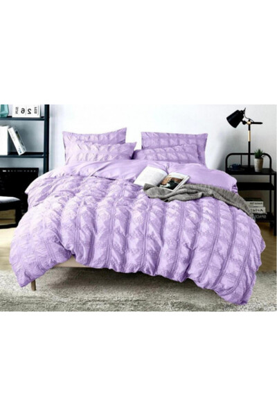 OEM Crepe cotton bedding, 6 pieces, double bed, Lila, LJR-109