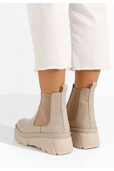 B T Shoes Μποτάκια Chelsea γυναικεία Avelyn μπεζ