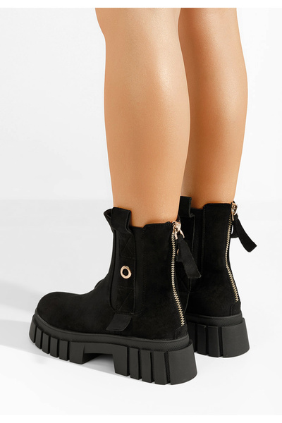 B T Shoes Γυναικεία μποτάκια Mariona Μαύρα