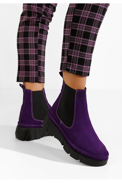 B T Shoes Fialové dámské chelsea boty Avelyn V2