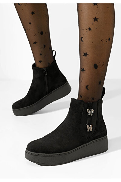 B T Shoes Mποτάκια πλατφόρμα Trena Μαύρα