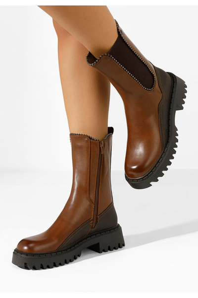 B T Shoes Γυναικεία μποτάκια Pertosa καφε