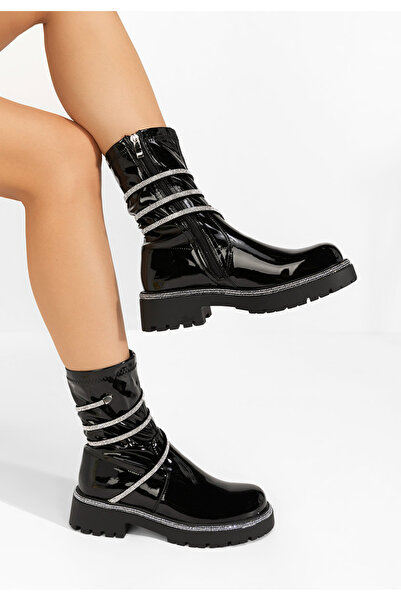 B T Shoes Ghete dama Catina negre