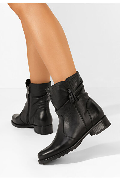 B T Shoes Γυναικεία δερμάτινα μποτάκια Cristine Μαύρα