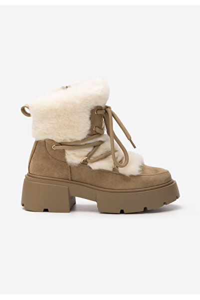 B T Shoes Khaki kotníkové zimní boty Aslyn