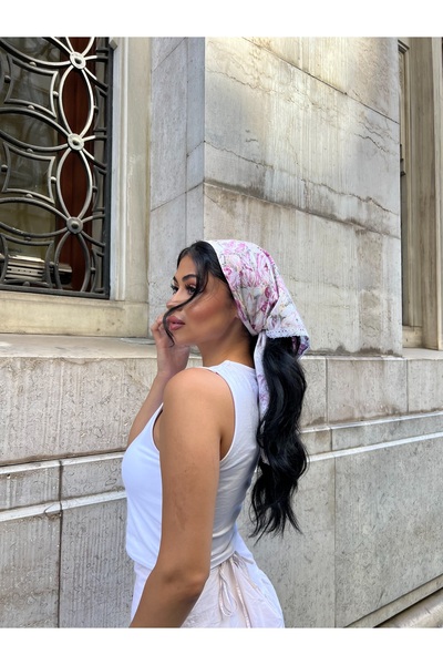 KÜÇÜĞÜM BUTİK Pink Pastel Lace Detailed Bandana